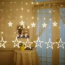 120 LED Plastic Star Curtain String Lights | One Size