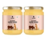 Auric A2 Desi Cow Ghee (2 Packs of 500 ml each) | Vedic Bilona Method | Traditional Curd Churned | Lab Tested | Organically Made Danedar Ghee | Grass Fed Sahiwal And Gir Cow | Glass Jar | Pack Of 2