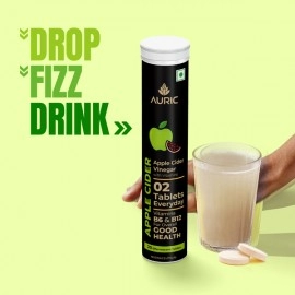 Auric Apple Cider Vinegar with Vitamins | 40 ACV Tablets with Vitamin B6 & B12 in every tube | Weight Loss & Metabolism Benefits | Supports Digestion, Bloating Relief & Gut Health for Men and Women | Taste Only Green Apple, Not the Vinegar