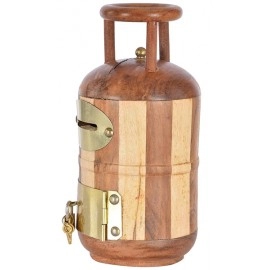 Cylinder Shaped Handcrafted Wooden Money Bank | Coin Saving Box | Piggy Bank 