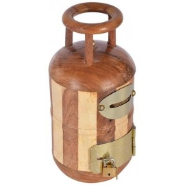 Cylinder Shaped Handcrafted Wooden Money Bank | Coin Saving Box | Piggy Bank 