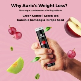 Auric Get Slim Effervescent | Power of Green Coffee, Green Tea, Grape Seed & Garcinia Cambogia | Weight Management for Men & Women | 60 Tablets