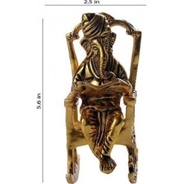 Brass 3D Moving Lord Ganesha | Statue Sitting On A Chair And Reading Ramayan