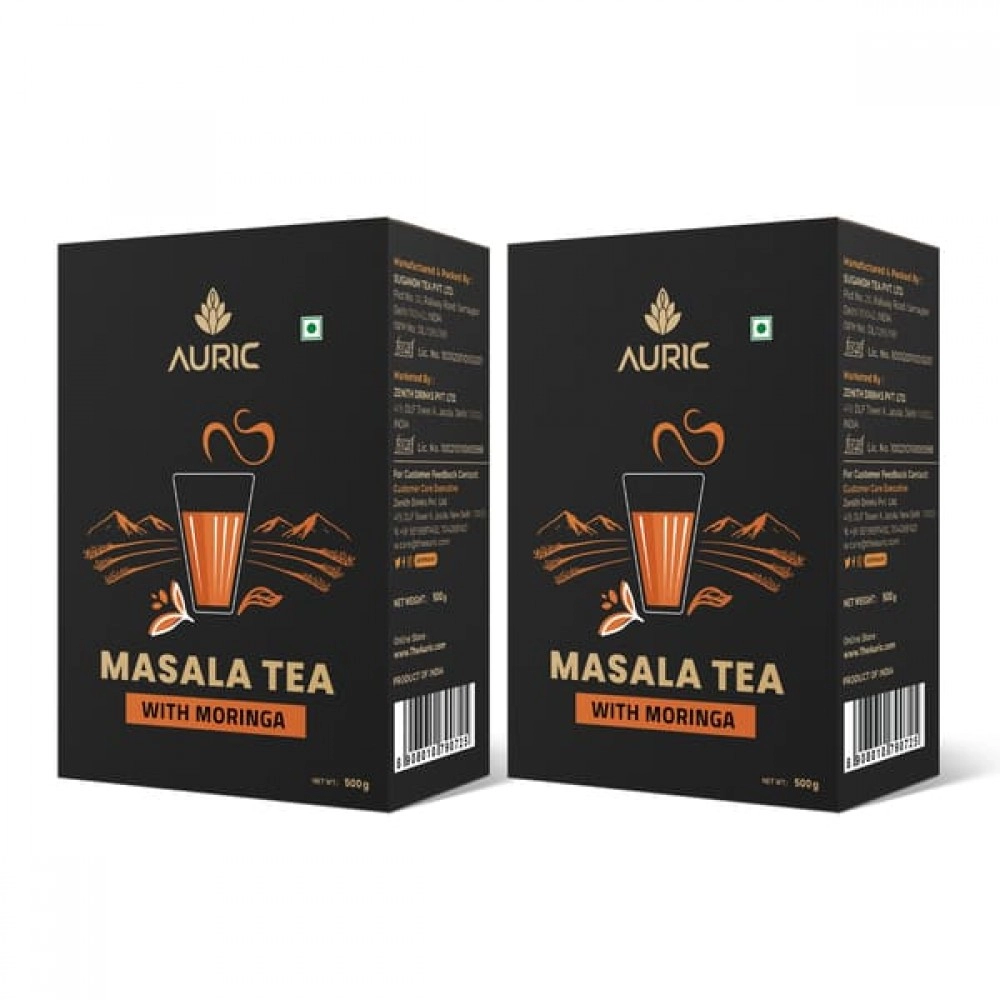 Auric Kadak Moringa Masala Tea - Black Tea from Assam & Darjeeling | Tea Masala Powder Blended with Real Spices |Cardamom, Ginger, Black Pepper| 1kg