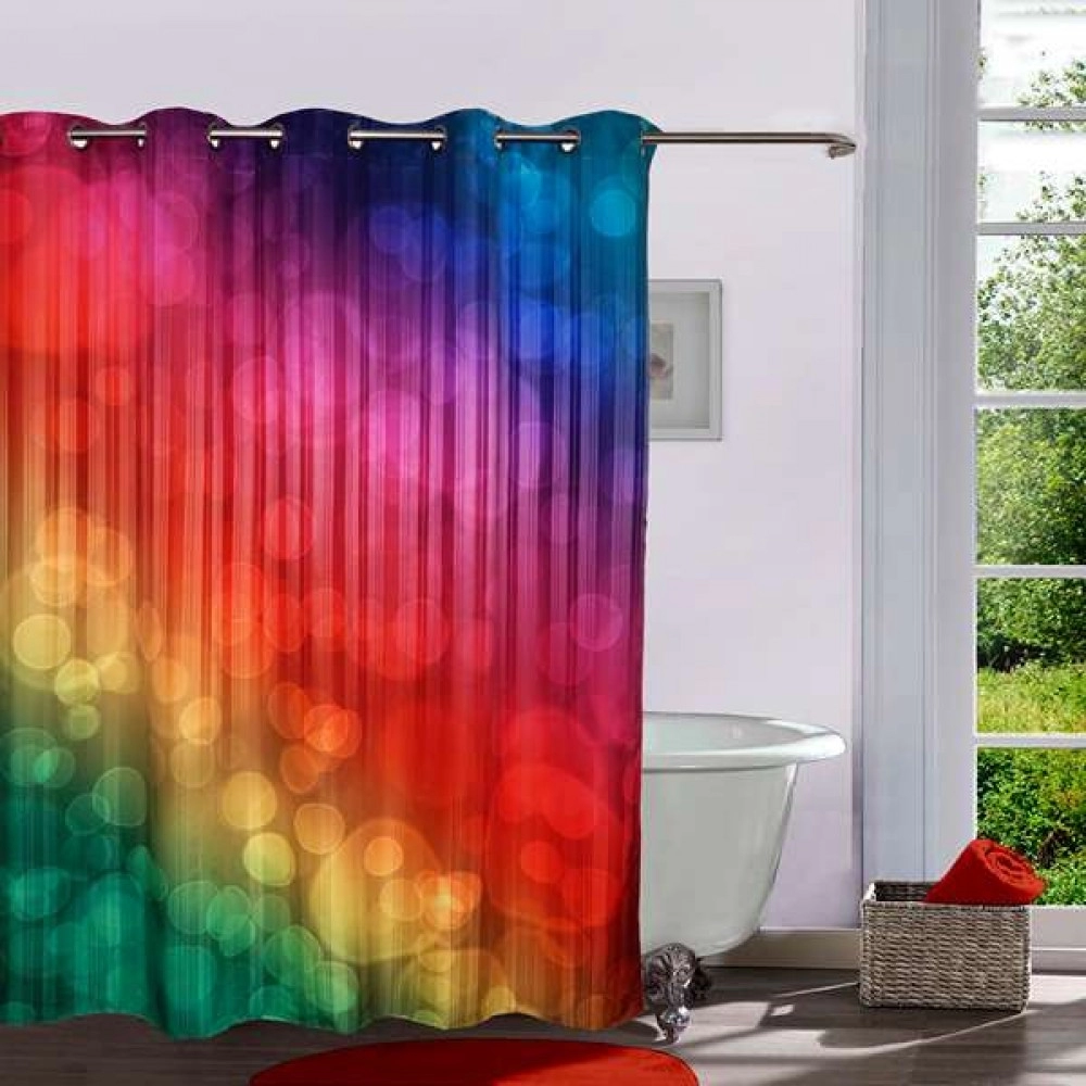 Digital Printed Bathroom Shower Curtain with 12 Plastic Eyelets