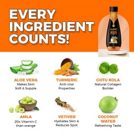 Auric Natural Glowing Skin Radiance Drink with Super Herbs - Pack of 12 Bottles