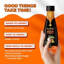 Auric Natural Glowing Skin Radiance Drink with Super Herbs - Pack of 12 Bottles