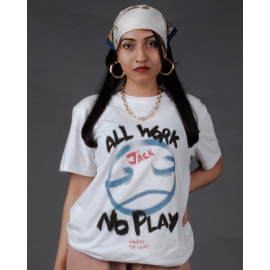 All Work No Play | Women's Regular Fit Cotton T-shirt | White