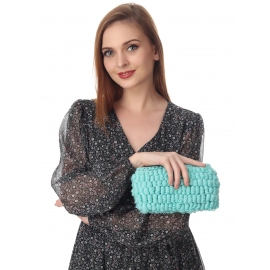 Happy Cultures | Aqua Crocheted Pouch | Handcrafted