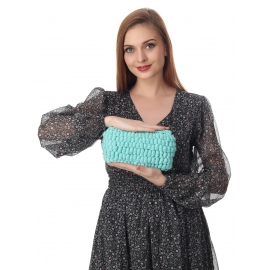 Happy Cultures | Aqua Crocheted Pouch | Handcrafted