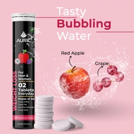 Auric Get Slim Effervescent | 60 Tablets Power of Green Coffee, Green Tea, Grape Seed & Garcinia Cambogia | Weight Loss partner for Men & Women