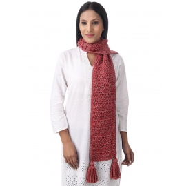 Happy Cultures | Basic Red Grey Crocheted Unisex Scarf