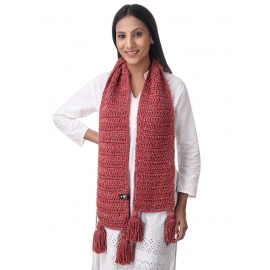 Happy Cultures | Basic Red Grey Crocheted Unisex Scarf