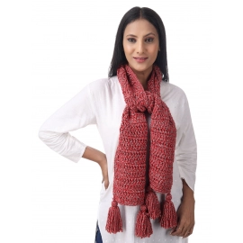 Happy Cultures | Basic Red Grey Crocheted Unisex Scarf