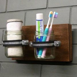 Barish Handcrafted Decor Bathroom Organizer Small | Walnut