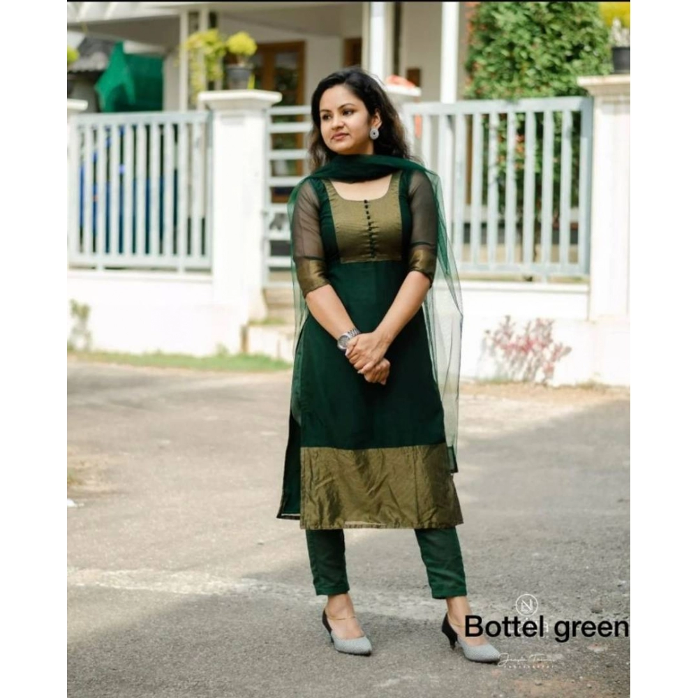 Beautiful Chiffon Kurta With Pant And Dupatta | Green| Women