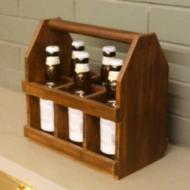 Barish Handcrafted Decor Beer Carry Crate | Walnut