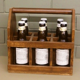 Barish Handcrafted Decor Beer Carry Crate | Walnut