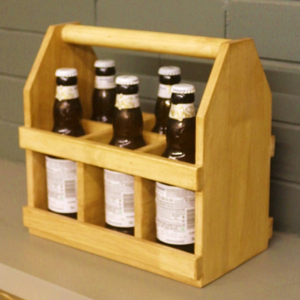 Barish Handcrafted Decor Beer Carry Crate | Rubberwood