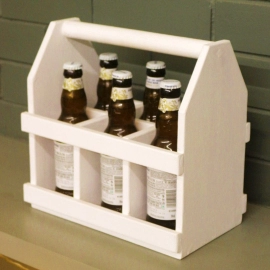 Barish Handcrafted Decor Beer Carry Crate | White