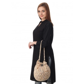 Happy Cultures | Beige Multi Colour Tassel Potli Bag