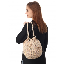 Happy Cultures | Beige Multi Colour Tassel Potli Bag