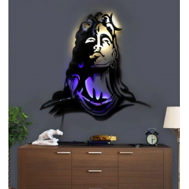 Metal Frame Lord Shiva Wall Hanging Statue| LED Lights