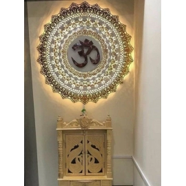 Om Metal Wall Decor Wall Sculpture | Round Wall Hanging Art Decor With LED Lights