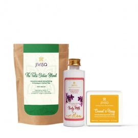 Jivisa | Skin Care Trio - Tea, Body Milk and Soap - The Tulsi Detox Blend