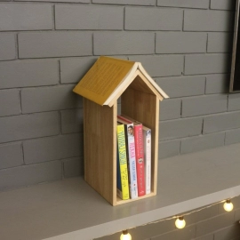Barish Handcrafted Decor House Shaped Book Rack | Rubberwood