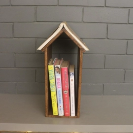 Barish Handcrafted Decor House Shaped Book Rack | Walnut