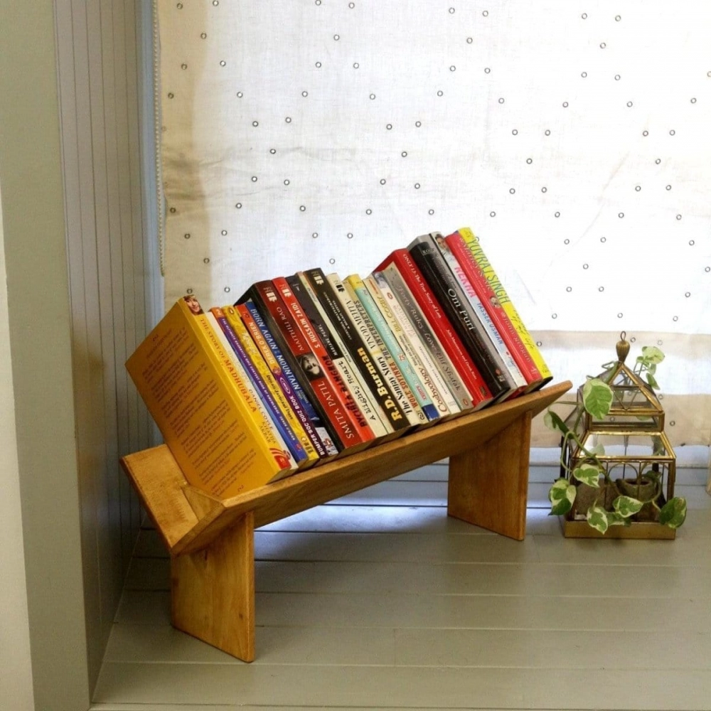 Barish Handcrafted Decor Book Rack Wooden Table Top | Rubberwood