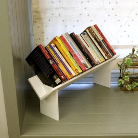 Barish Handcrafted Decor Book Rack Wooden Table Top | White