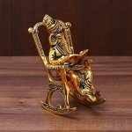 Brass 3D Moving Lord Ganesha | Statue Sitting On A Chair And Reading Ramayan