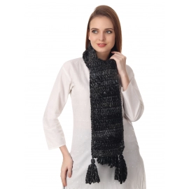 Happy Cultures Charcoal Grey Crocheted Unisex Scarf | Handmade