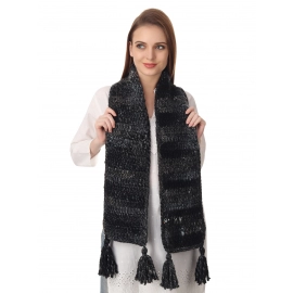 Happy Cultures Charcoal Grey Crocheted Unisex Scarf | Handmade
