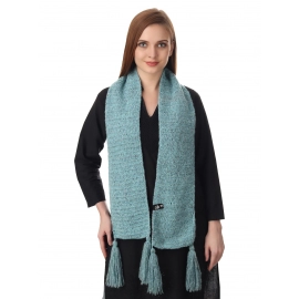 Happy Cultures Charming Teal Blue Crocheted Scarf | Handmade