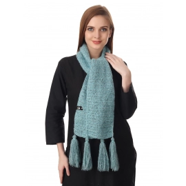 Happy Cultures Charming Teal Blue Crocheted Scarf | Handmade