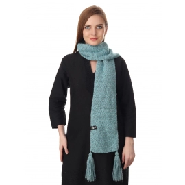 Happy Cultures Charming Teal Blue Crocheted Scarf | Handmade