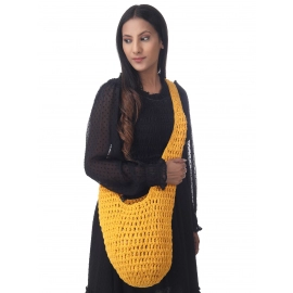 Happy Cultures | Chrome Yellow Cotton Crochet Beach Bag | Handcrafted