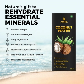 Auric | Raw Tender Coconut Water For Active Lifestyle | 200ml | Pack of 27