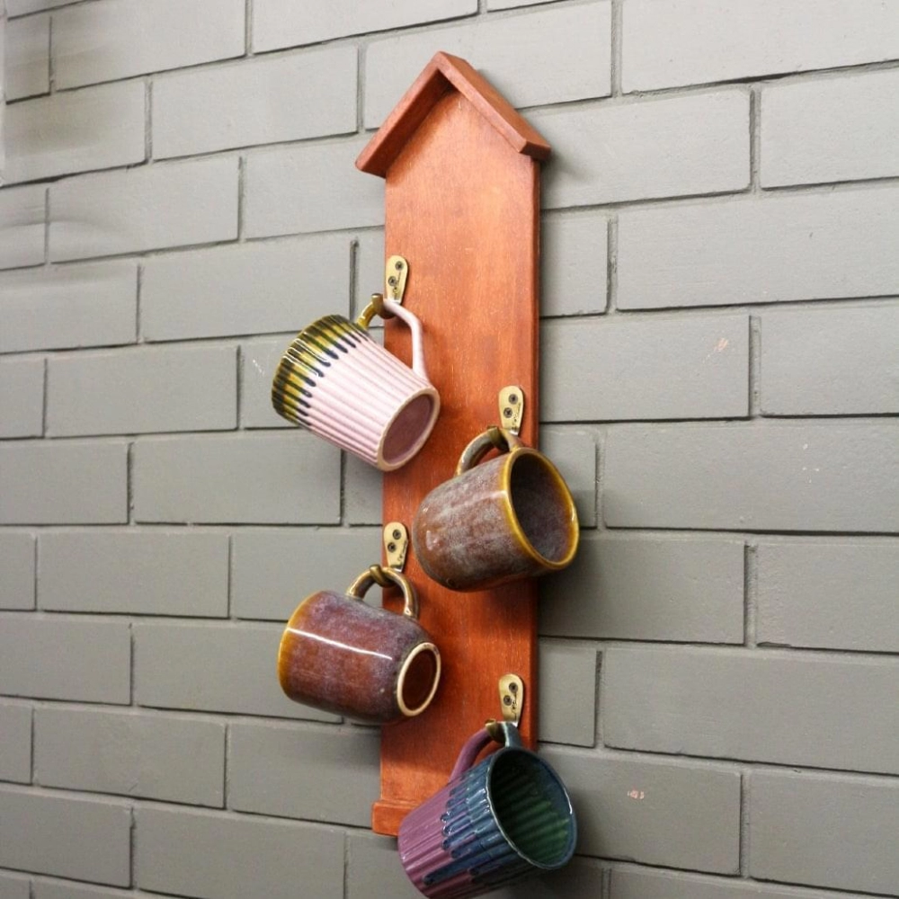 Barish Handcrafted Decor Coffee Mug Holder For Home Decor | Firewood
