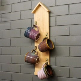 Barish Handcrafted Decor Coffee Mug Holder For Home Decor | Rubberwood
