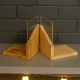 Barish Handcrafted Decor Book Ends Part Wood | Rubberwood