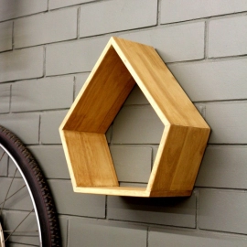 Barish Handcrafted Decor Wooden Wall Shelf Pentagon For Home Decor | Rubberwood