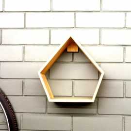 Barish Handcrafted Decor Wooden Wall Shelf Pentagon For Home Decor | Rubberwood