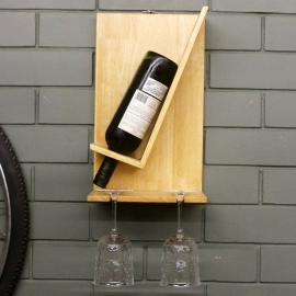 Barish Handcrafted Decor Wine And Glass Holder | Rubberwood