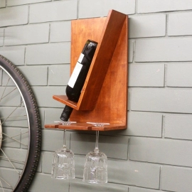 Barish Handcrafted Decor Wine And Glass Holder | Firewood