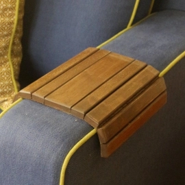 Barish Handcrafted Decor Couch Caddy | Flexible | Walnut