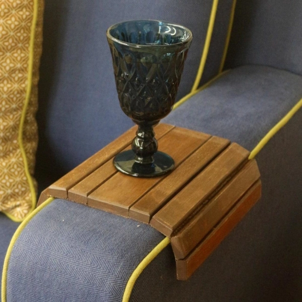 Barish Handcrafted Decor Couch Caddy | Flexible | Walnut